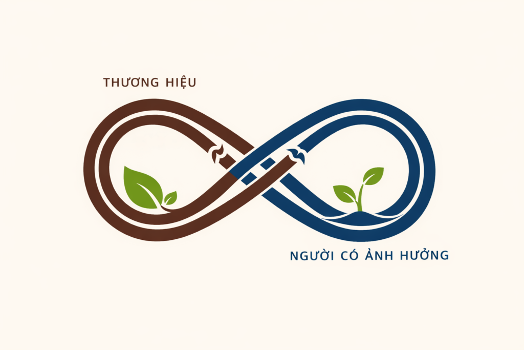 Hình minh họa mối quan hệ gắn kết bền vững giữa thương hiệu và người có ảnh hưởng.