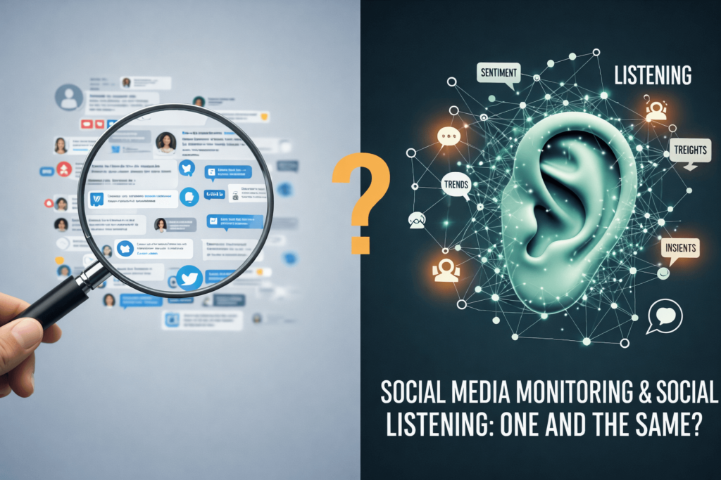 So sánh social media monitoring và social listening