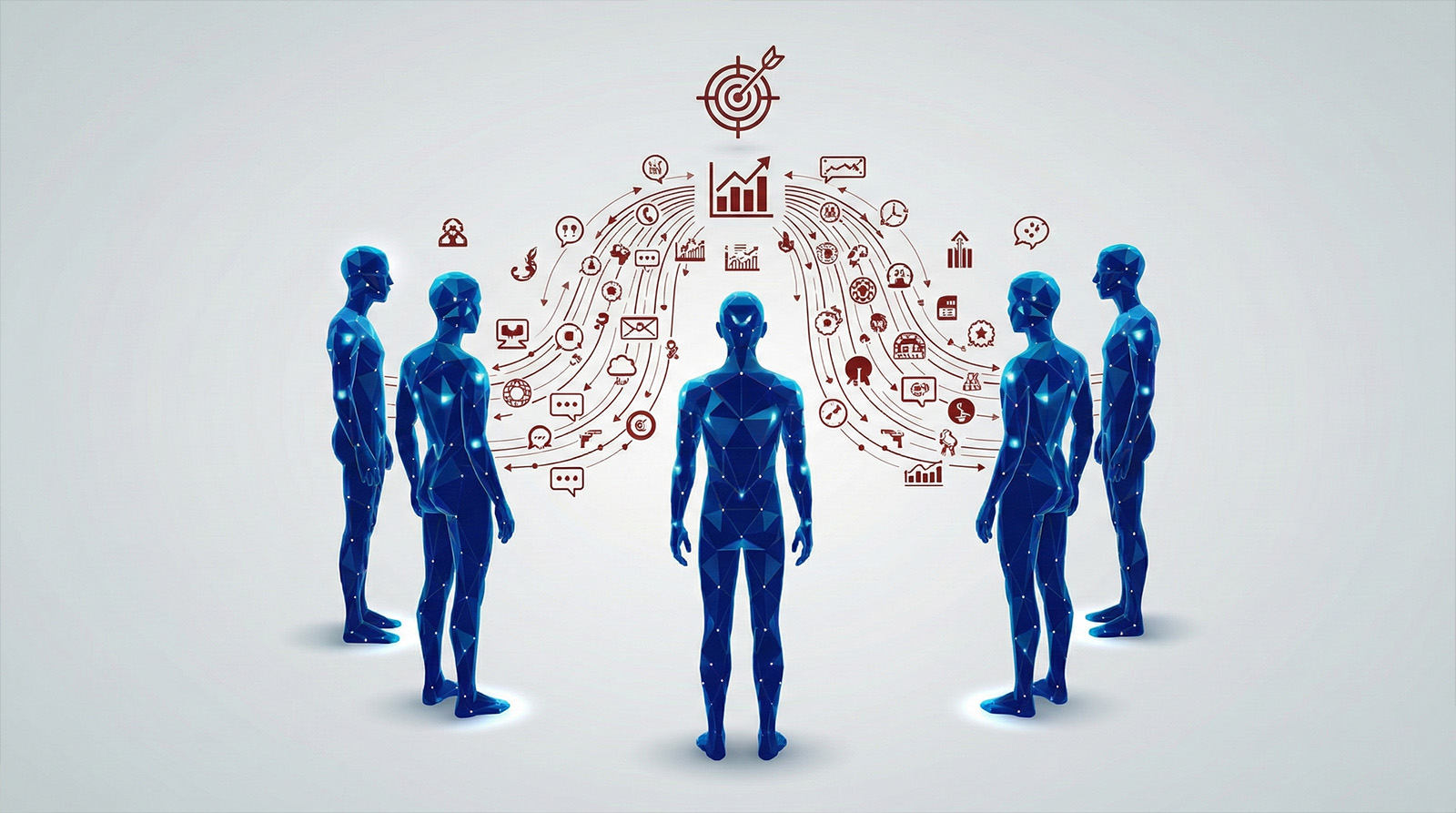 Illustration showing teamwork and communication skills as essential traits of virtual sales representatives