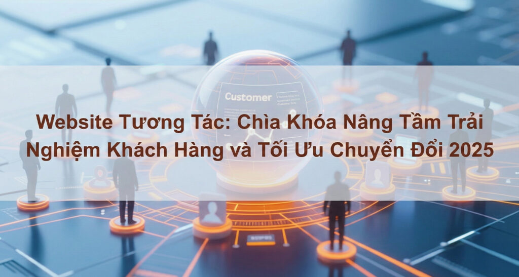 A central glowing sphere labeled 'Customer' on a digital circuit board, surrounded by silhouettes of users, symbolizing an interactive website as the core of customer experience and conversion.