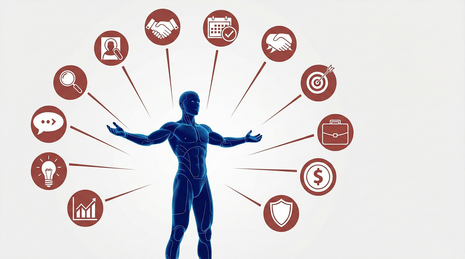 Cover illustration representing the top 10 core tasks of a virtual sales representative in modern digital sales environments