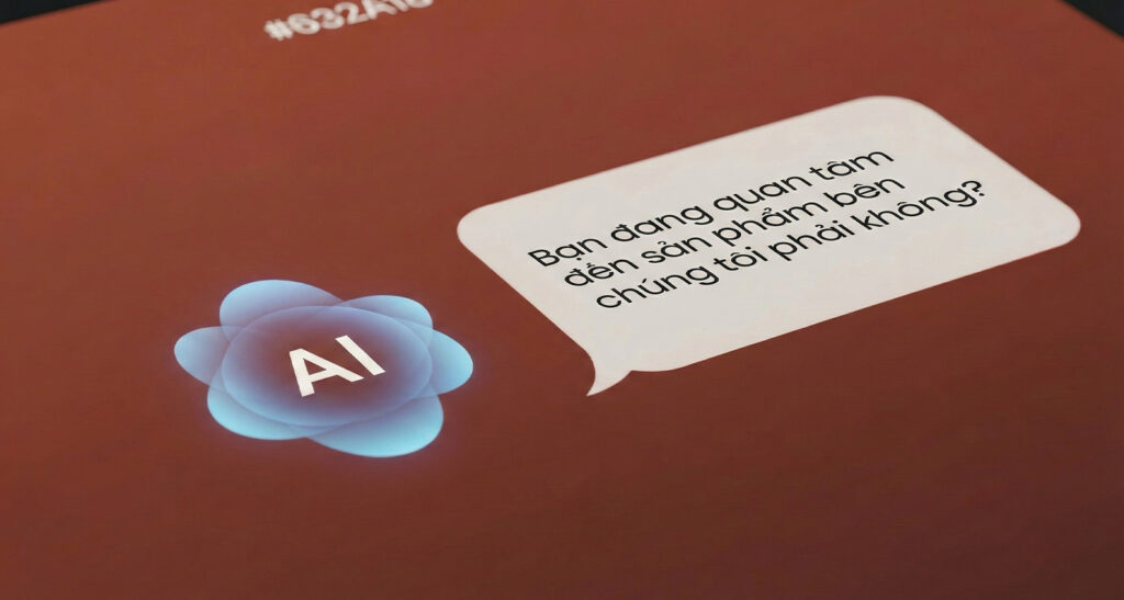 Giao diện chatbot AI tự động tương tác với khách hàng dựa trên hành vi và nhu cầu