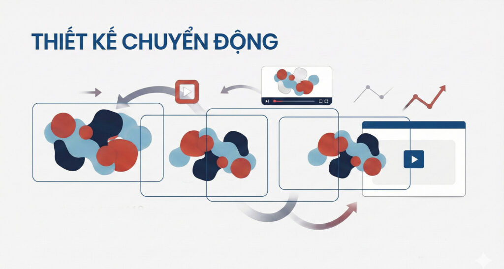 Illustration of static graphics transitioning into dynamic motion design, symbolizing enhanced message delivery.