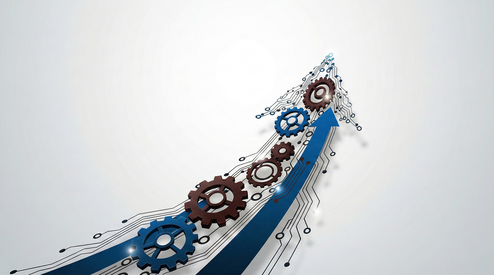 Abstract fluid-shaped visualization combining line charts and performance metrics, symbolizing digital transformation and data intelligence.