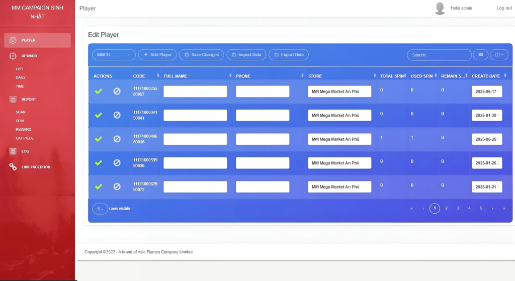 Game player list screen backend