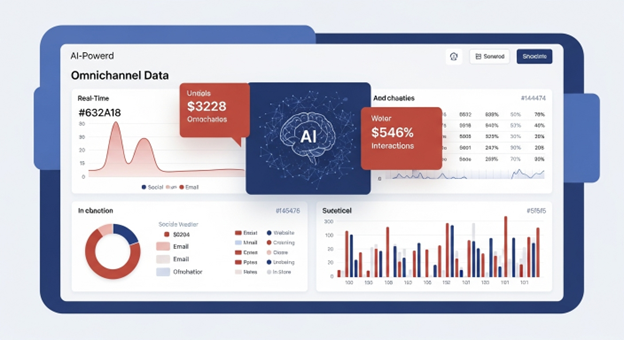 AI analyzes and processes real-time data from all channels, including websites, email, CRM, and social media.