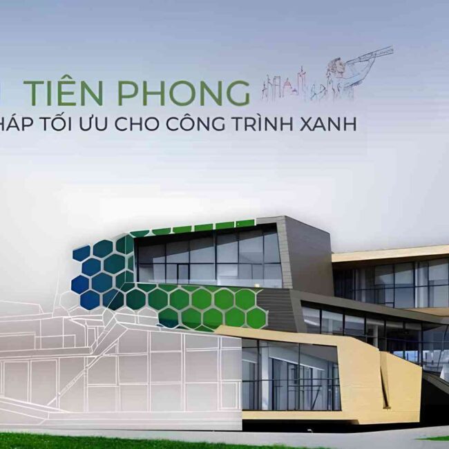 Conceptual drawing transitioning into a modern, sustainable green building facade with hexagonal green elements.