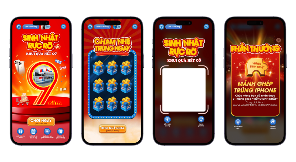 MM birthday game screen