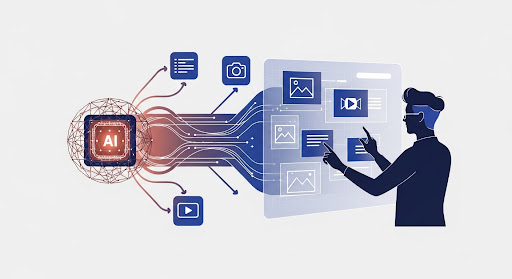 AI automating content creation for a marketer.