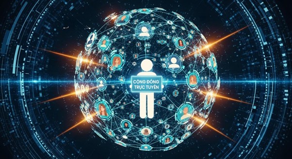 Digital globe with connected profiles representing an online community.