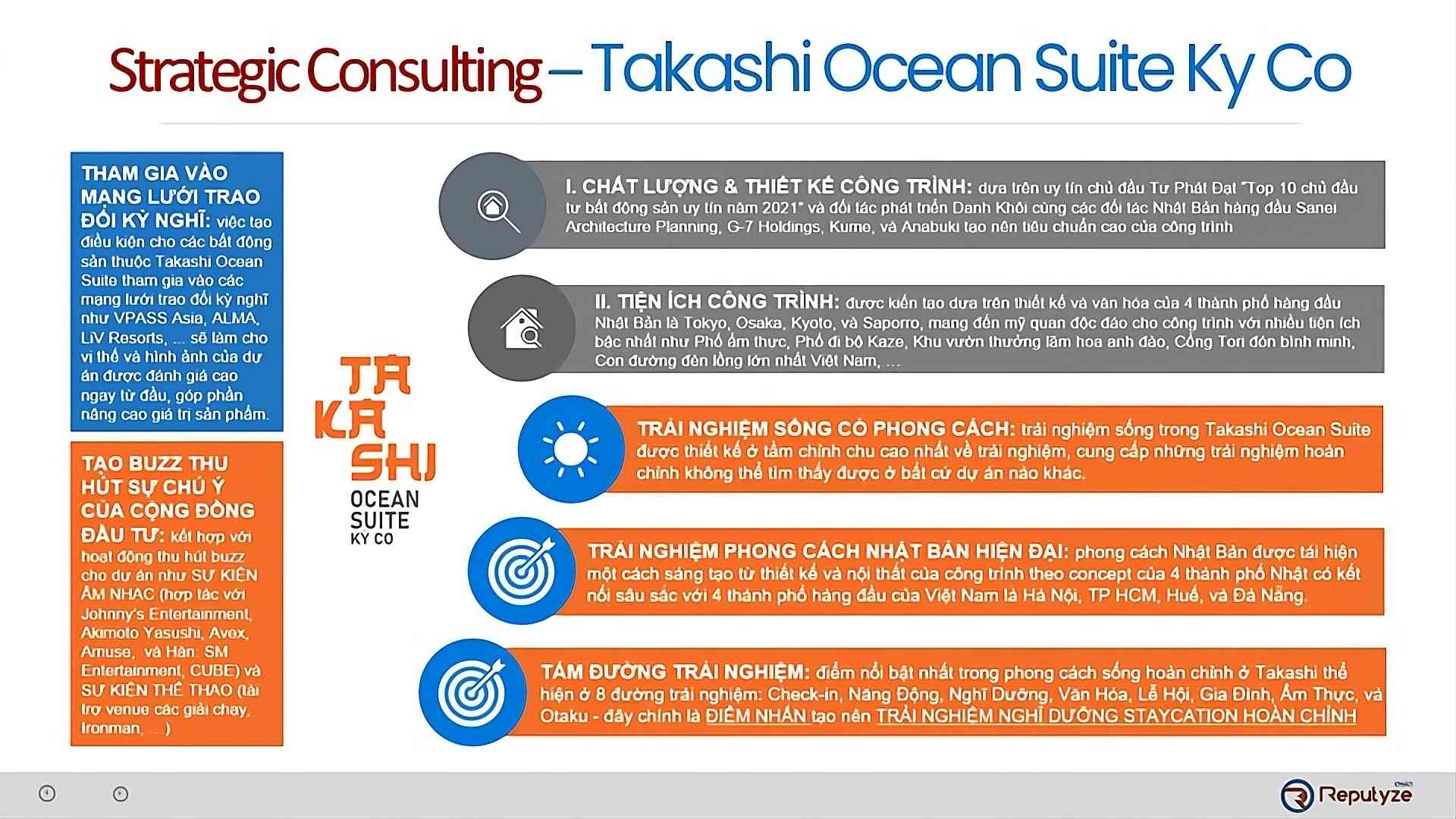 Takashi Ocean Suite Ky Co Strategic Consulting focusing on 5 Experiences and Construction Quality.