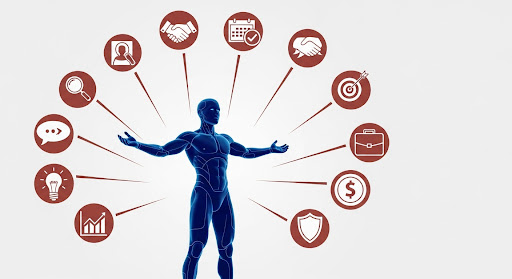 Cover illustration representing the top 10 core tasks of a virtual sales representative in modern digital sales environments